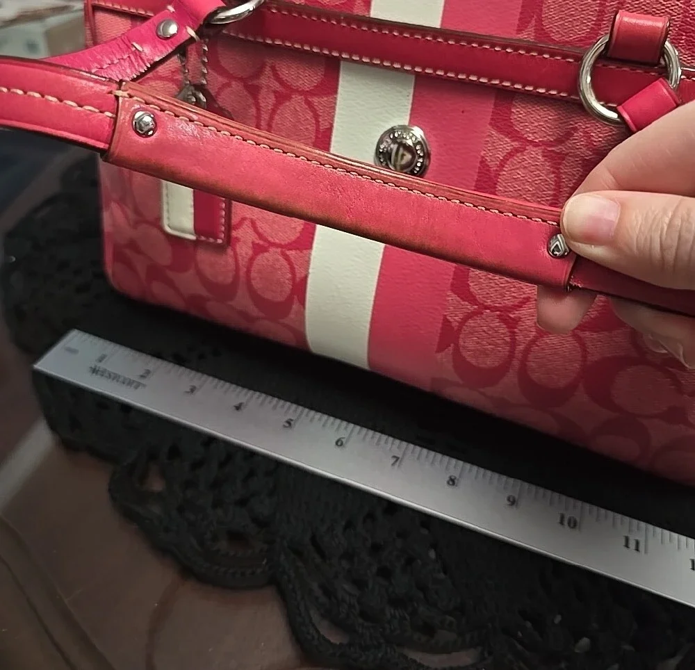 Coach Pink and White Signature Stripe Doctor Bag